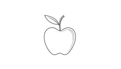 Fototapeta premium Minimalist Apple Outline - Simple and Clean Fruit Illustration.