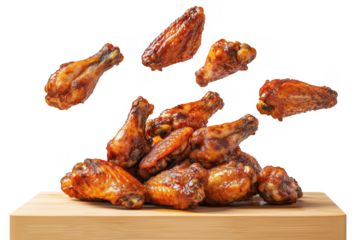 Crispy chicken wings assortment isolated on a transparent background