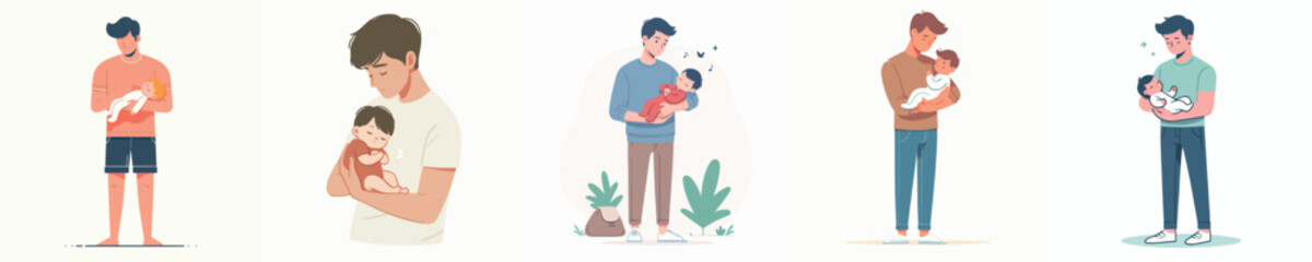 vector of a mother holding a baby born