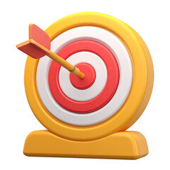3D rendered orange and yellow bullseye with a single dart perfectly centered