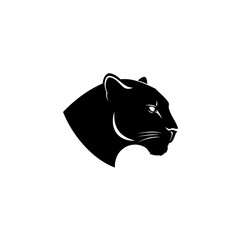Sleek Black Panther Head Profile Vector Illustration in Minimalist Style