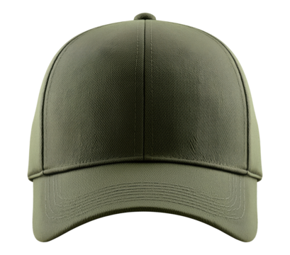 Classic green baseball cap isolated on transparent background