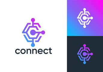letter C global connect logo. network signal technology connectivity symbol icon vector design