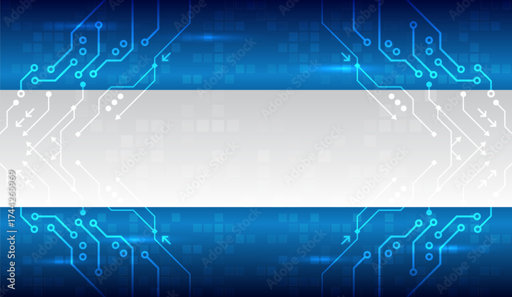 Wall mural futuristic technology background with blue digital circuit lines and glowing effects. modern abstrac