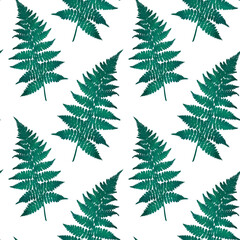 Beautiful green fern leaf, seamless floral botanical pattern with tropical plants. Digital watercolor hand drawn. For fabric, textiles, wrappers, covers, women, girls, accessories, gifts