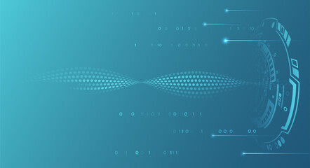 Naklejka premium Modern high-tech background for presentations and websites. Abstract background with glowing dynamic lines. Futuristic blue stripes with circles.