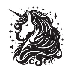 unicorn silhouette vector set