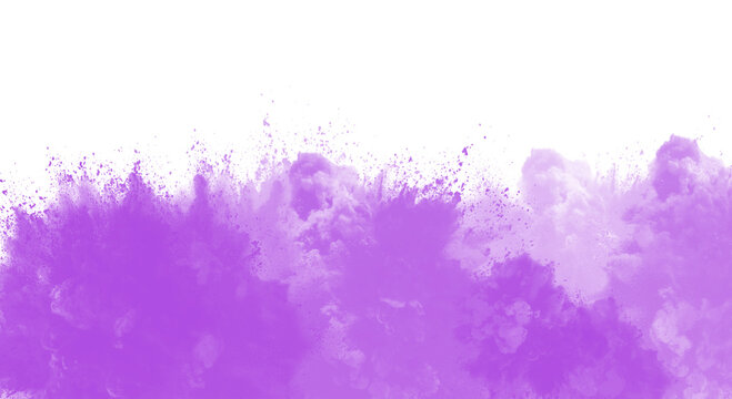 Vibrant purple powder explosion isolated on transparent background creates a captivating and dynamic visual effect, perfect for adding energy to designs