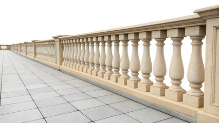 Fototapeta premium Classic stone italian balustrade. Balustrade, terrace, porch or balcony railing, fencing sections with baluster. 