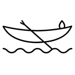 canoe journey simple line art silhouette vector icon