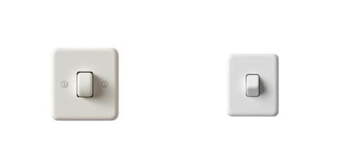 Two Different Types of Light Switches on a Clean Background