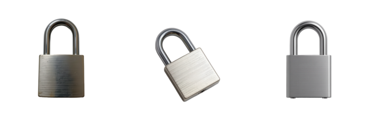 Three Distinct Padlocks Showcasing Different Metallic Finishes