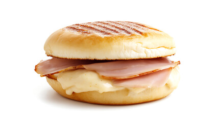 A tasty sandwich with ham and creamy sauce, served on a grilled bun. Perfect for a quick lunch or snack. Simple, satisfying, and delicious!