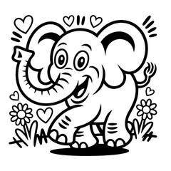 Adorable Black White Cartoon domestik animals mascotes dog cat cow bulldog korgi dino  Vector Art
