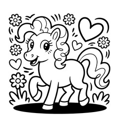 Adorable Black White Cartoon domestik animals mascotes dog cat cow bulldog korgi dino  Vector Art
