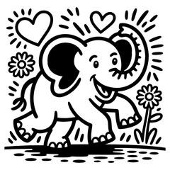 Adorable Black White Cartoon domestik animals mascotes dog cat cow bulldog korgi dino  Vector Art
