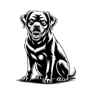 Adorable Black White Cartoon domestik animals mascotes dog cat cow bulldog korgi dino  Vector Art
