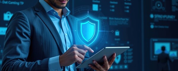 Cybersecurity Expert Analyzing Digital Threats in Modern Office Environment Data Protection Technology Perspective