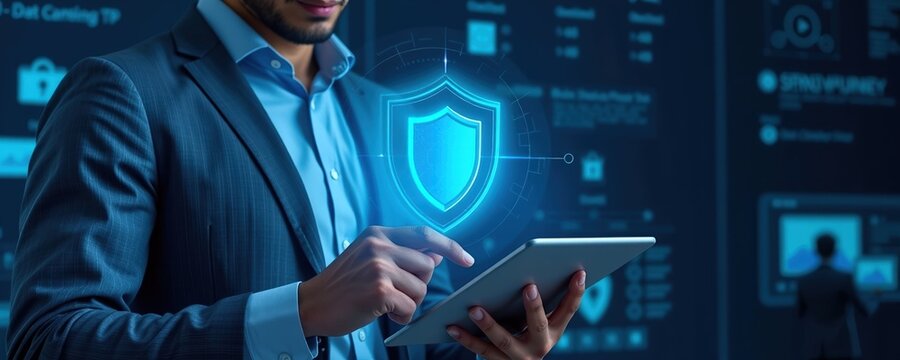 Cybersecurity Expert Analyzing Digital Threats in Modern Office Environment Data Protection Technology Perspective