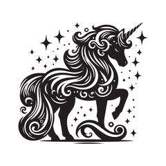 unicorn silhouette vector set