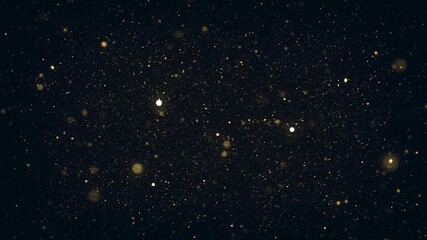 Abstract Brilliant Gold Particles Background/ Animation of an abstract background with floating particles inside fluid space in slow motion mode with ambient occlusion and depth of field blur - Powered by Adobe