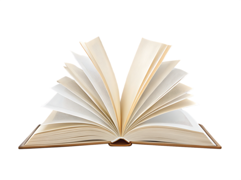 open book on transparent isolated on white background PNG , AI GENERATED