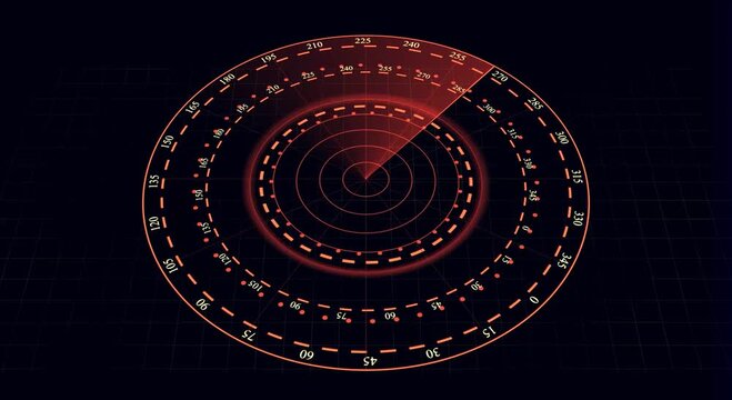 Technology radar scanning Hud animation with dark blue background.