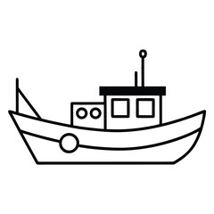 Obraz premium fishing boat simple line art silhouette vector icon
