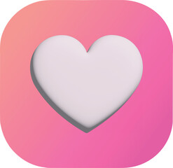 A soft 3D heart icon rests at the center of a pink gradient background, symbolizing love, care, and positivity in a modern minimalist style.