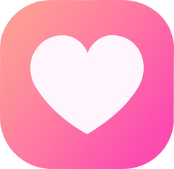 A minimalistic pink gradient icon featuring a white heart symbol at the center, representing love, wellness, and positivity.