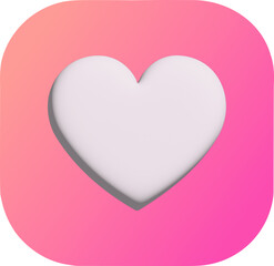 A soft 3D heart icon rests at the center of a pink gradient background, symbolizing love, care, and positivity in a modern minimalist style.