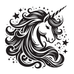 unicorn silhouette vector set