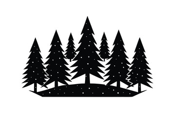 Obraz premium frosty forest simple line art silhouette vector icon
