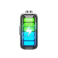 Futuristic battery energy icon isolated on white background