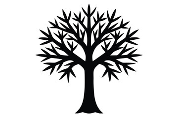 Obraz premium frosty tree simple line art silhouette vector icon