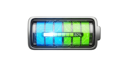 Futuristic battery energy icon isolated on white background