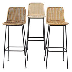 Stylish Woven Bar Stools with Sleek Black Metal Frames for Kitchens