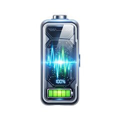 Futuristic battery energy icon isolated on white background