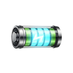 Futuristic battery energy icon isolated on white background