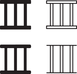 Jail bars icon set, prison security bars icon, confinement symbol, jail bars icon vector, law minimal design, jail bars icon for justice, prison and law concept