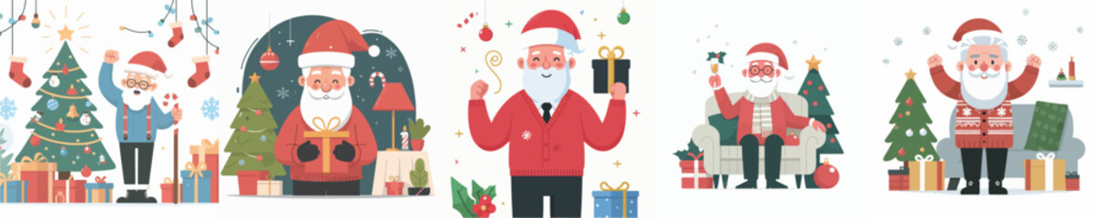 vector of a grandpa celebrating Christmas