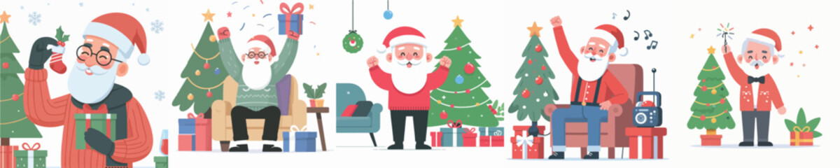 vector of a grandpa celebrating Christmas