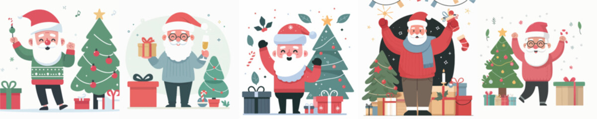 vector of a grandpa celebrating Christmas