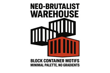 Neo-brutalist warehouse design with block container motifs