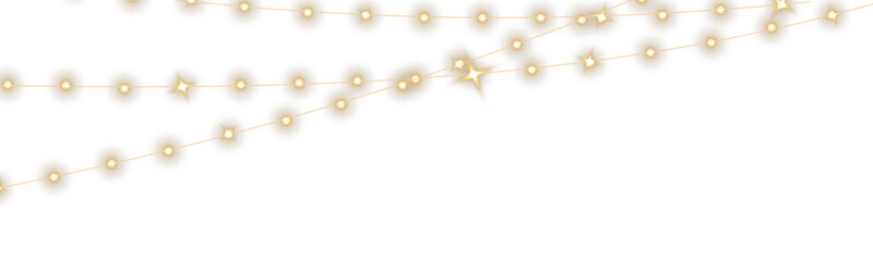 Golden garland lights PNG transparent background