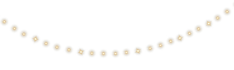 Golden garland lights PNG transparent background
