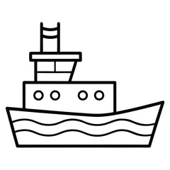 Naklejka premium harbor tug simple line art silhouette vector icon