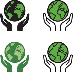 Save planet colorful icon set, earth protection icon, green sustainability symbol, save planet vector, minimal design planet icon, save planet icon for environment and eco awareness