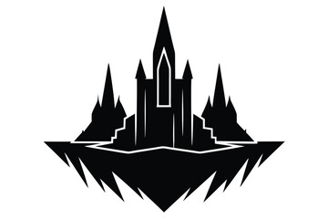 ice castle  (3) simple line art silhouette vector icon