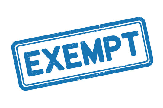 Blue rubber stamp with the word exempt